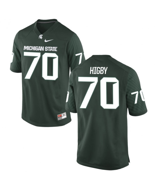 Men's Michigan State Spartans #70 Tyler Higby NCAA Nike Authentic Green College Stitched Football Jersey SD41J84FB